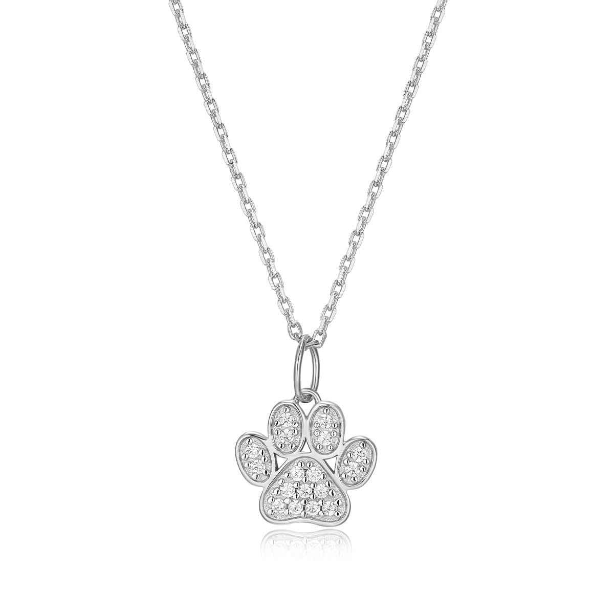 M by Monte Luna 1/10 ct. tw. Lab-Grown Diamond Paw Pendant in Rhodium Plated Sterling Silver
