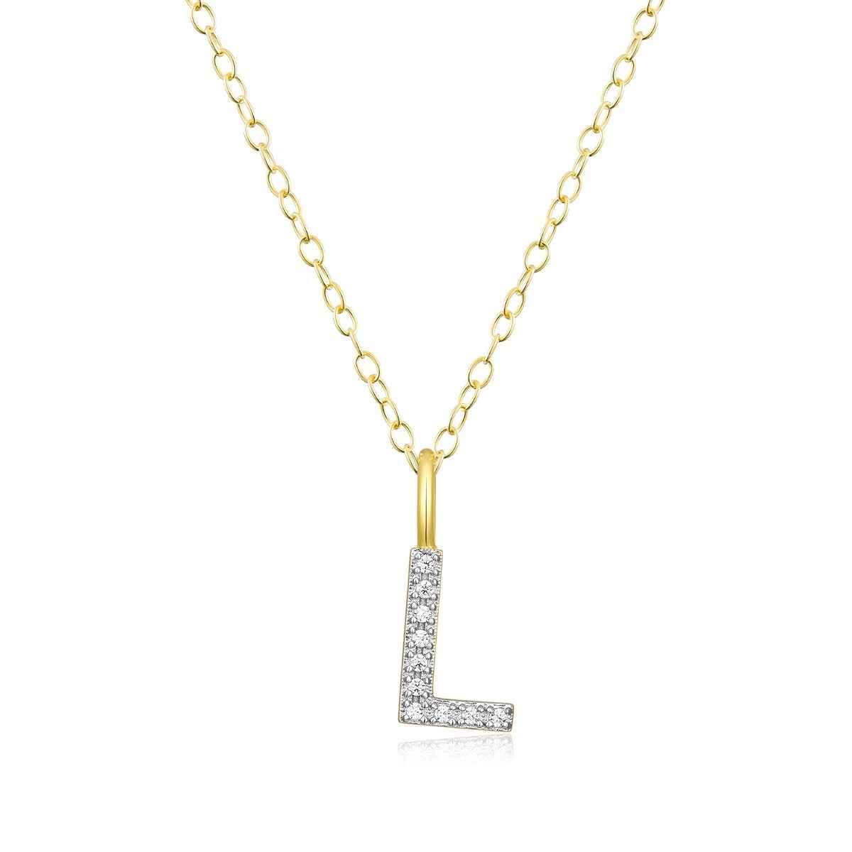 M by Monte Luna Lab-Grown Diamond Accent Initial L Pendant in 14K Yellow Gold Plated Sterling Silver