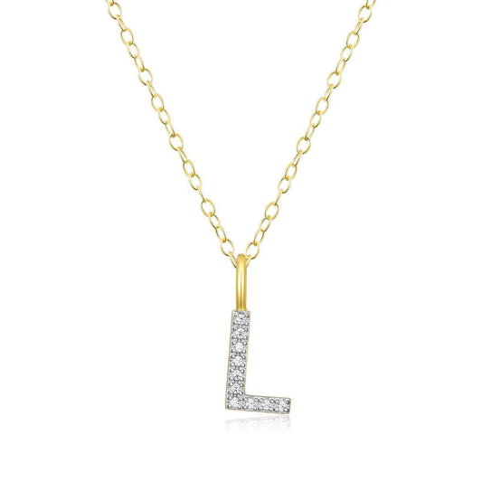 M by Monte Luna Lab-Grown Diamond Accent Initial L Pendant in 14K Yellow Gold Plated Sterling Silver