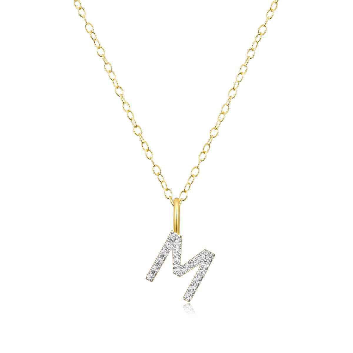 M by Monte Luna Lab-Grown Diamond Accent Initial M Pendant in 14K Yellow Gold Plated Sterling Silver