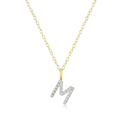 M by Monte Luna Lab-Grown Diamond Accent Initial M Pendant in 14K Yellow Gold Plated Sterling Silver