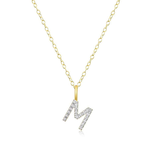M by Monte Luna Lab-Grown Diamond Accent Initial M Pendant in 14K Yellow Gold Plated Sterling Silver