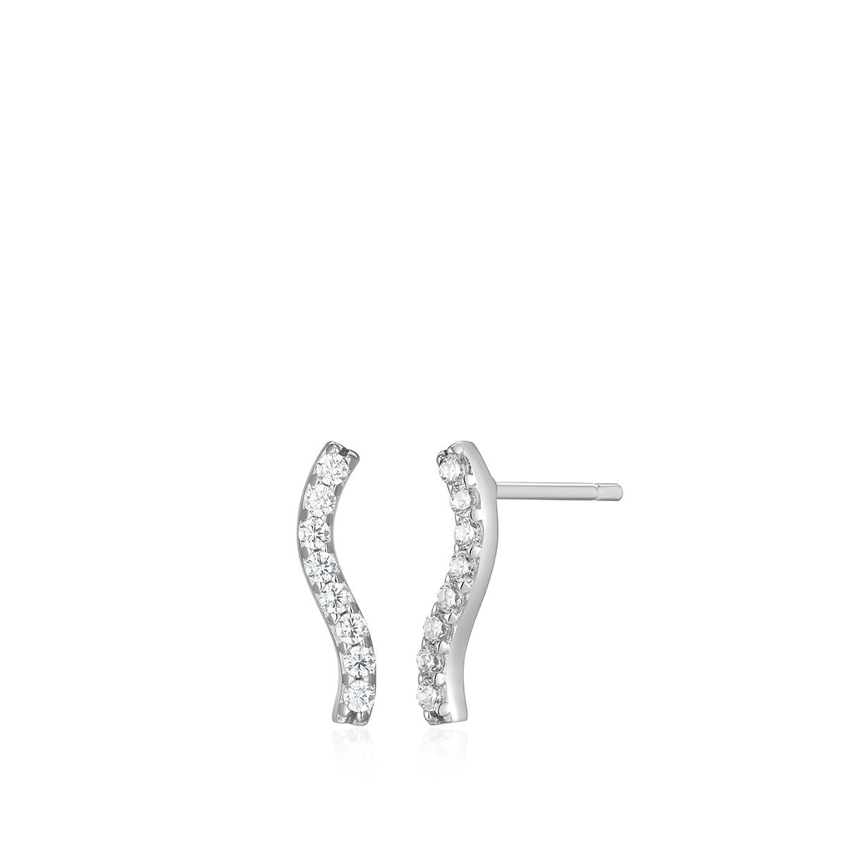 M by Monte Luna 1/6 ct. tw. Lab-Grown Diamond Wavy Bar Earrings in Rhodium Plated Sterling Silver