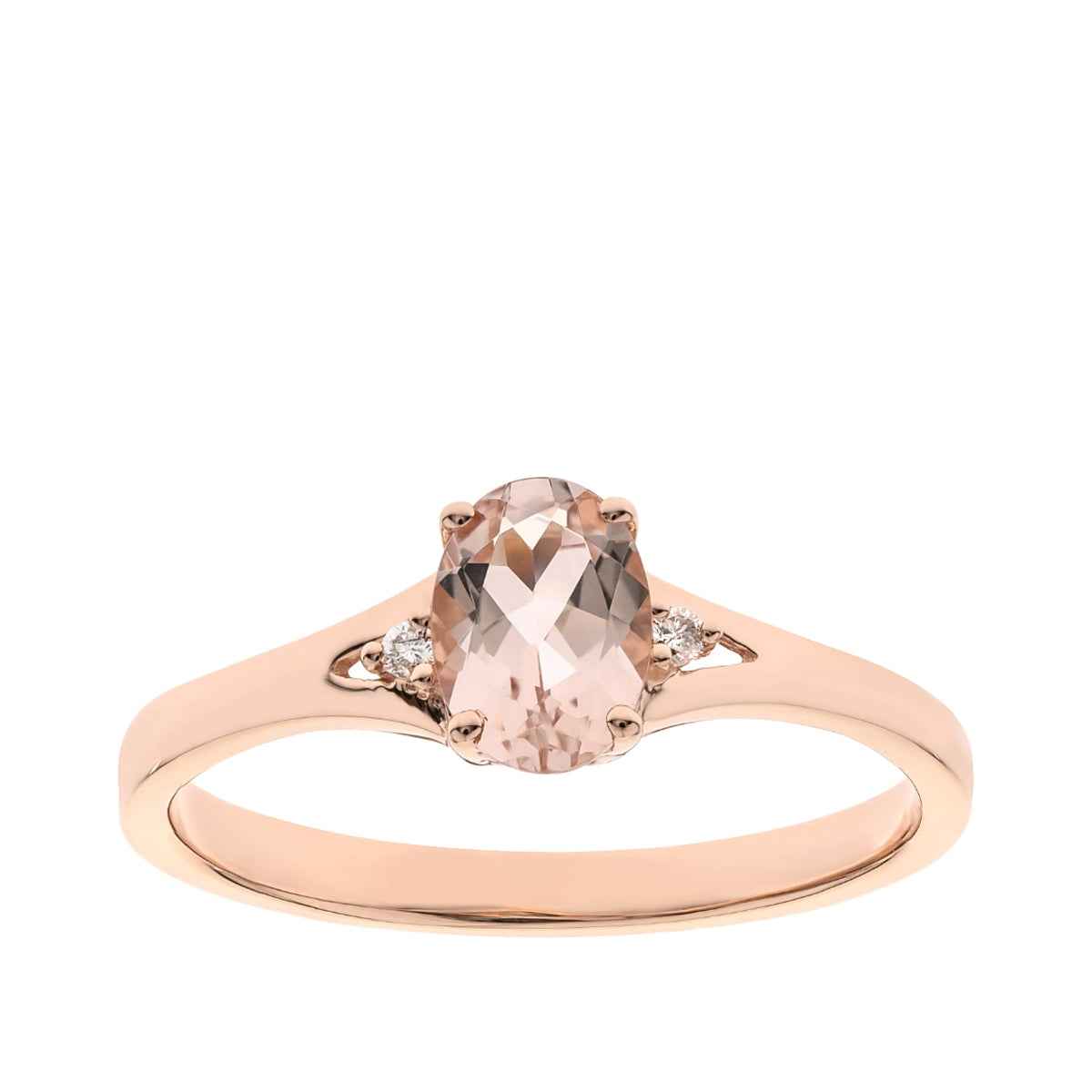 Oval Morganite & Diamond Accent Split Shank Ring in 10K Pink Gold