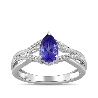 Pear Tanzanite & 1/10 ct. tw. Diamond Split Shank Ring in 10K White Gold