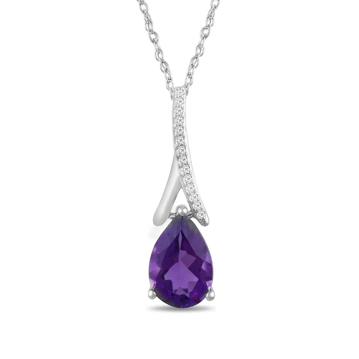 Pear Created Alexandrite & Diamond Accent Pendant in 10K White Gold