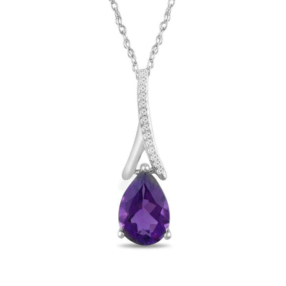 Pear Created Alexandrite & Diamond Accent Pendant in 10K White Gold