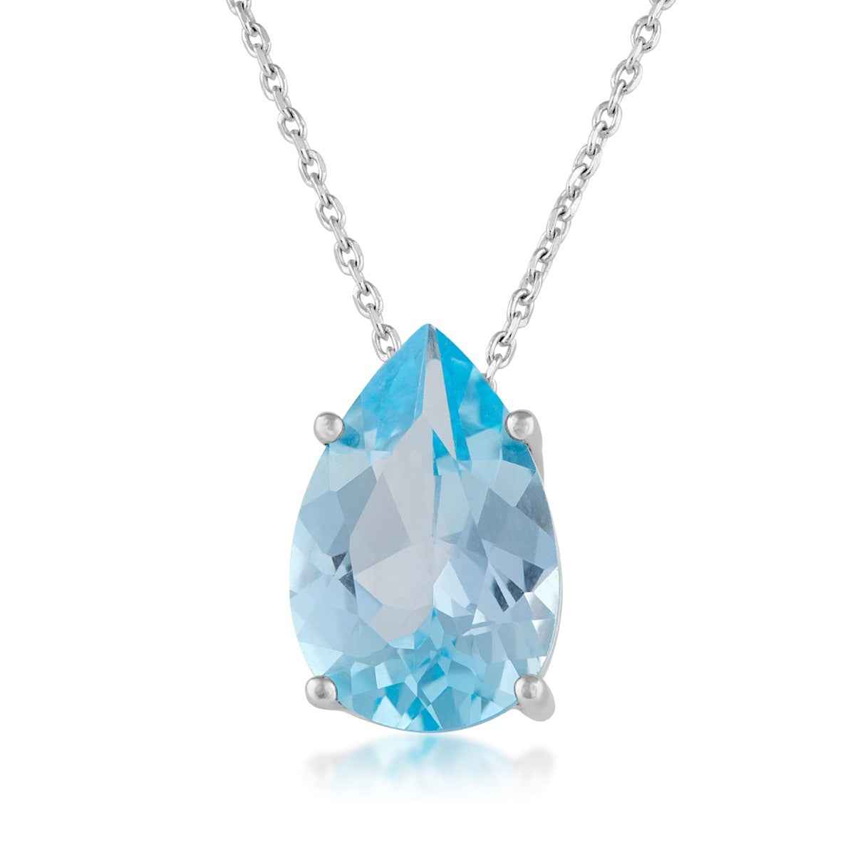 Pear Sky Blue Topaz Pendant in Sterling Silver