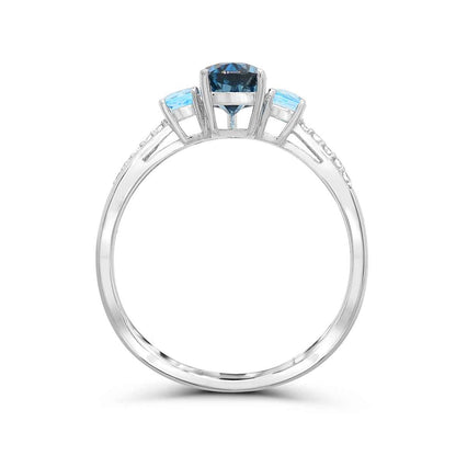 Pear & Round London Blue Topaz & Diamond Accent Ring in 10K White Gold front view