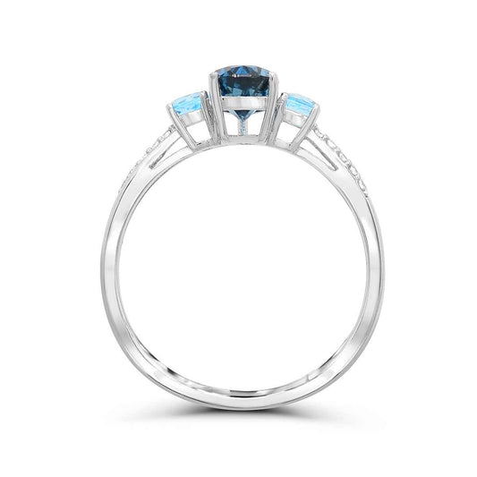 Pear & Round London Blue Topaz & Diamond Accent Ring in 10K White Gold front view