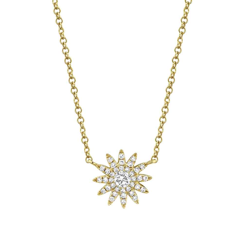 Shy Creation 1/7 ct. tw. Diamond Starburst Necklace in 14K Yellow Gold