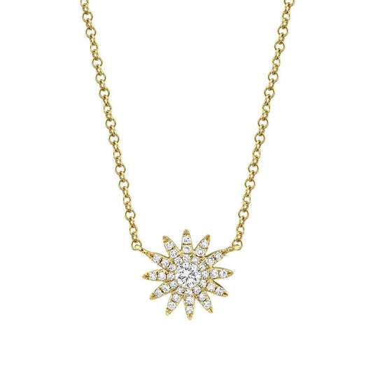 Shy Creation 1/7 ct. tw. Diamond Starburst Necklace in 14K Yellow Gold