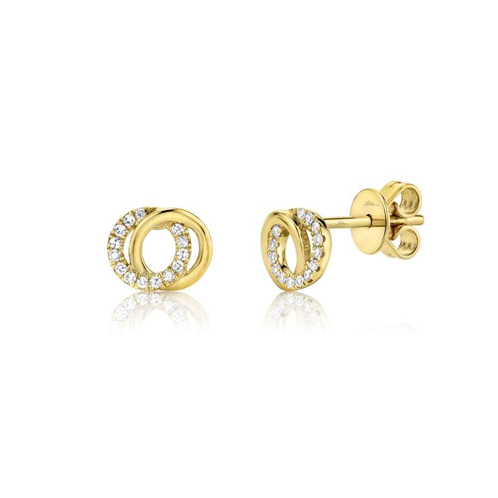 Shy Creation 1/10 ct. tw. Double Circle Earrings in 14K Yellow Gold