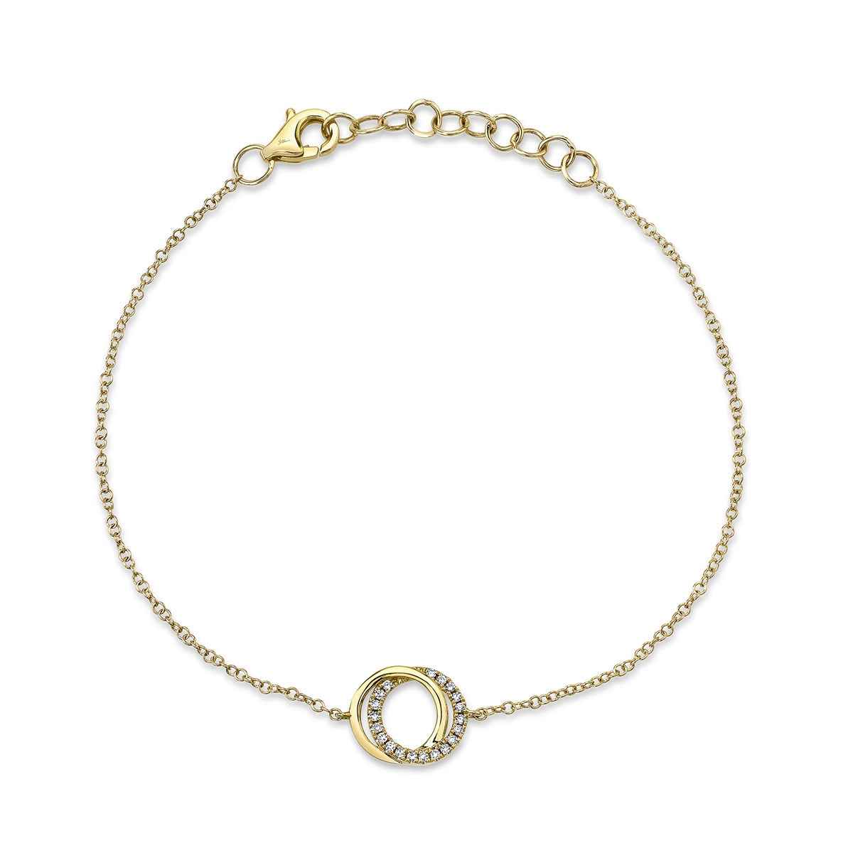 Shy Creation Diamond Accent Double Circle Bracelet in 14K Yellow Gold