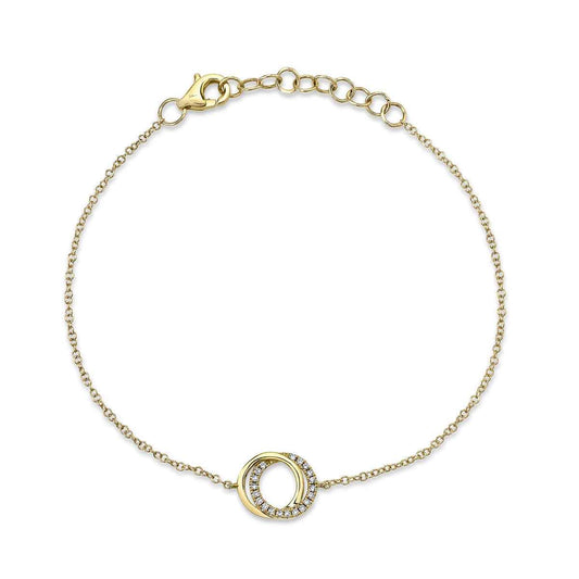 Shy Creation Diamond Accent Double Circle Bracelet in 14K Yellow Gold