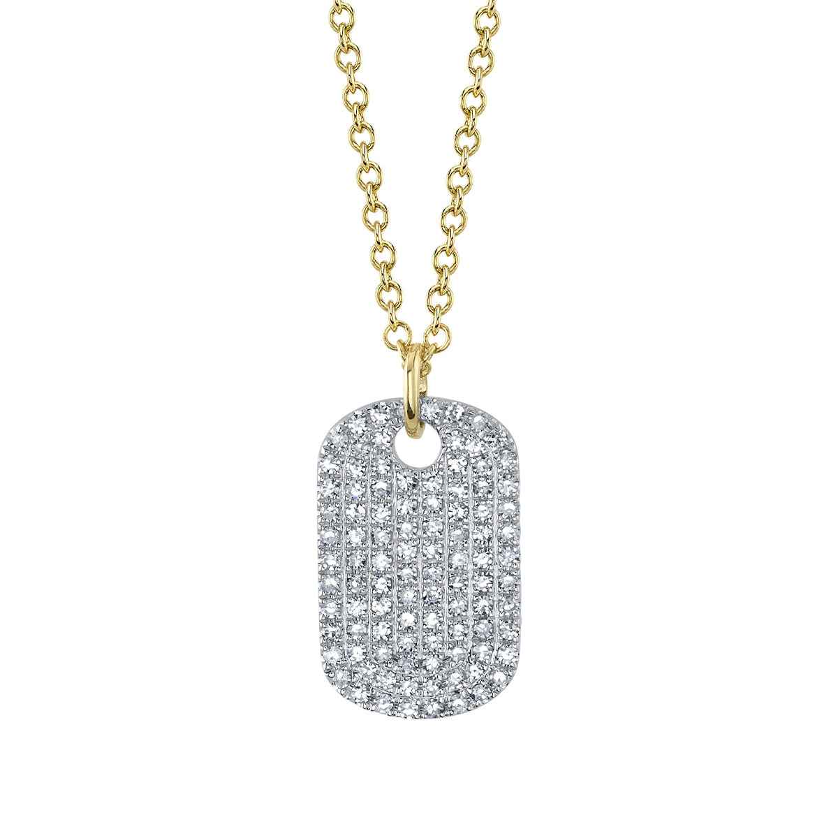 Shy Creation 1/5 ct. tw. Diamond Pave Dog Tag Pendant in 14K White & Yellow Gold