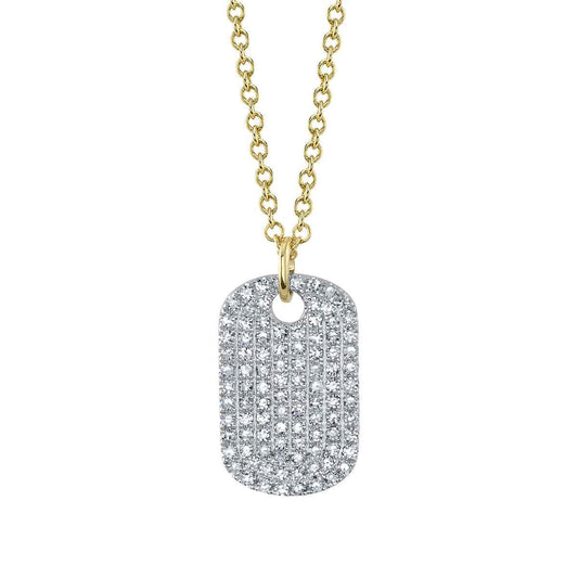 Shy Creation 1/5 ct. tw. Diamond Pave Dog Tag Pendant in 14K White & Yellow Gold