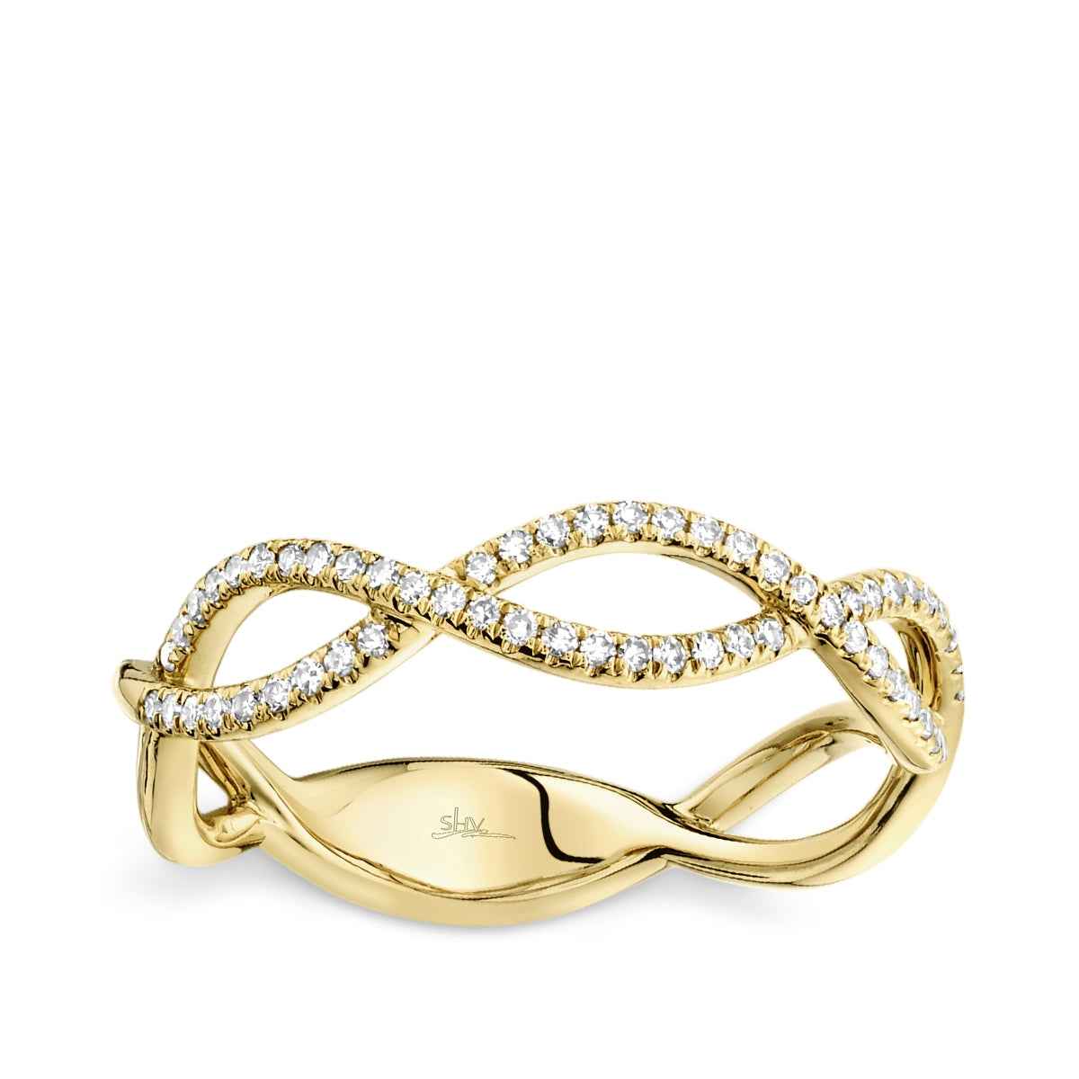 Shy Creation 1/5 ct. tw. Diamond Wavy Ring in 14K Yellow Gold