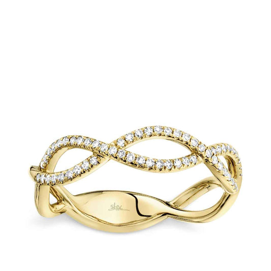 Shy Creation 1/5 ct. tw. Diamond Wavy Ring in 14K Yellow Gold