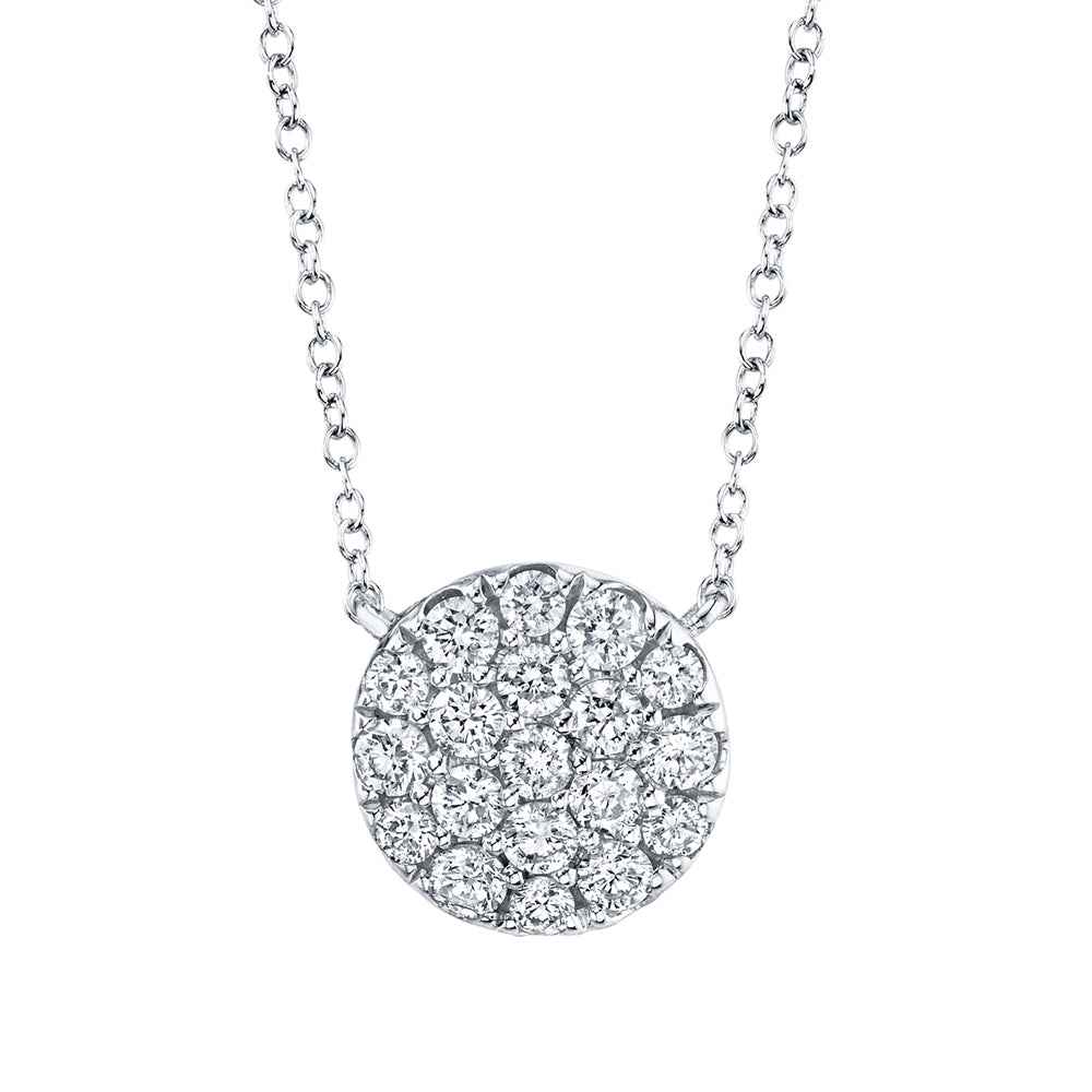 Shy Creation 3/8 ct. tw. Diamond Pave Disc Necklace in 14K White Gold