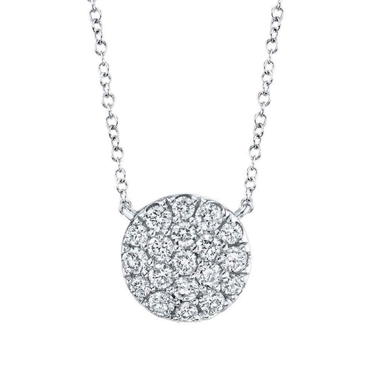 Shy Creation 3/8 ct. tw. Diamond Pave Disc Necklace in 14K White Gold