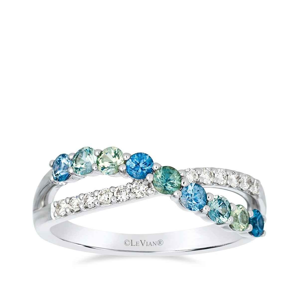 Le Vian Montana Sapphire & 1/6 ct. tw. Nude Diamond Crossover Ring in 14K Vanilla Gold