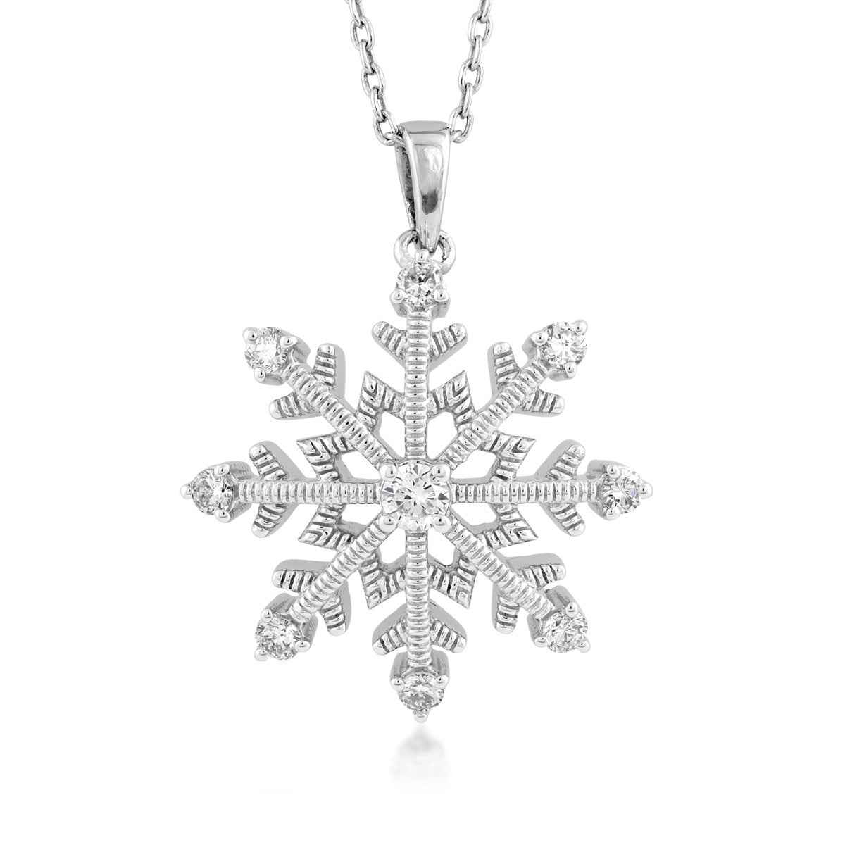 Adamante 1/3 ct. tw. Lab-Grown Diamond Snowflake Pendant in Sterling Silver