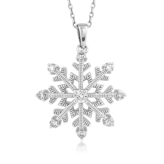 Adamante 1/3 ct. tw. Lab-Grown Diamond Snowflake Pendant in Sterling Silver