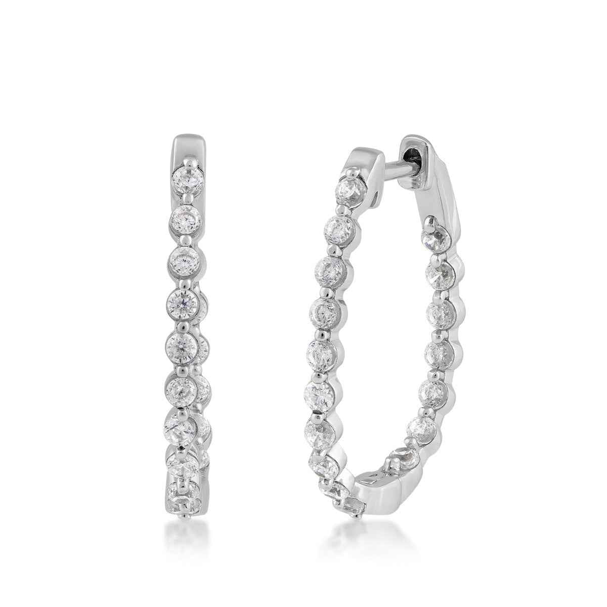 Adamante 1 ct. tw. Lab-Grown Diamond Inside Out Oval Hoop Earrings in Sterling Silver