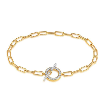 Demi-Fine 1/3 ct. tw. Lab-Grown Diamond Toggle Link Bracelet in Vermeil front view