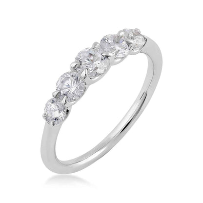Adamante 1 ct. tw. Lab-Grown Round Brilliant 5-Stone Diamond Graduated Anniversary Ring in 14K White Gold front view (2)