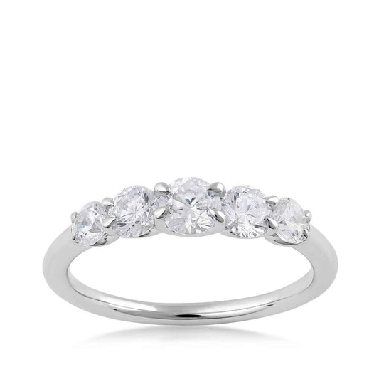 Adamante 1 ct. tw. Lab-Grown Round Brilliant 5-Stone Diamond Graduated Anniversary Ring in 14K White Gold (2)