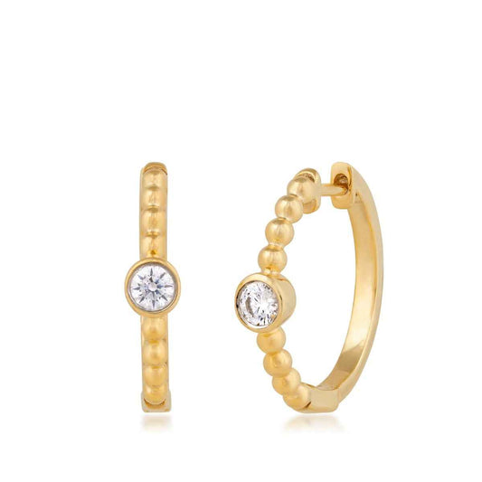 Demi Fine 1/4 ct. tw. Lab-Grown Diamond Bead Hoop Earrings in Vermeil