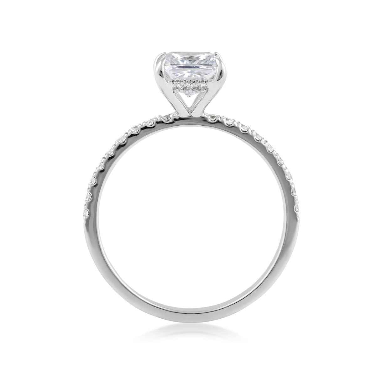 Adamante 1-1/4 ct. tw. Lab-Grown Princess Cut Diamond Engagement Ring in 14K White Gold close-up detail