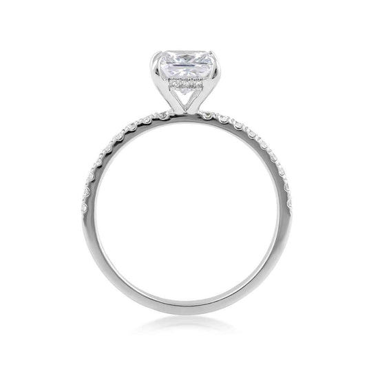 Adamante 1-1/4 ct. tw. Lab-Grown Princess Cut Diamond Engagement Ring in 14K White Gold close-up detail