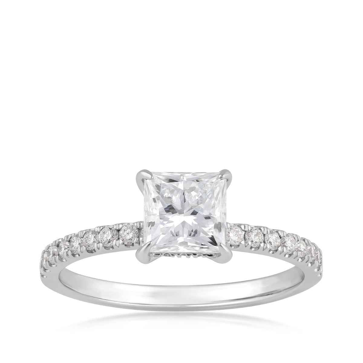 Adamante 1-1/4 ct. tw. Lab-Grown Princess Cut Diamond Engagement Ring in 14K White Gold