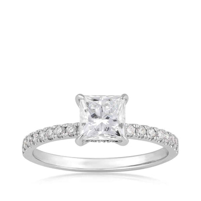 Adamante 1-1/4 ct. tw. Lab-Grown Princess Cut Diamond Engagement Ring in 14K White Gold
