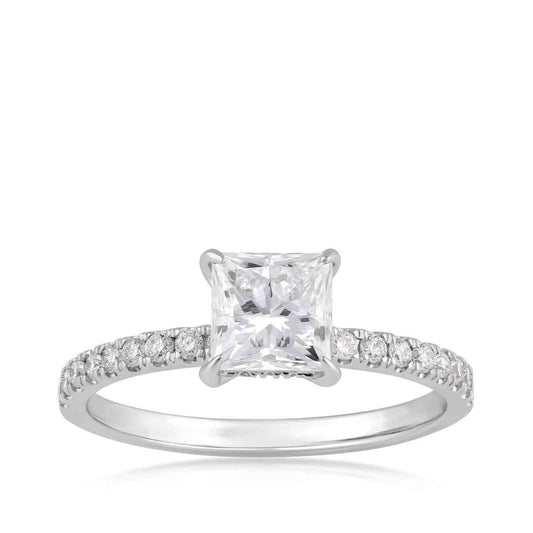 Adamante 1-1/4 ct. tw. Lab-Grown Princess Cut Diamond Engagement Ring in 14K White Gold