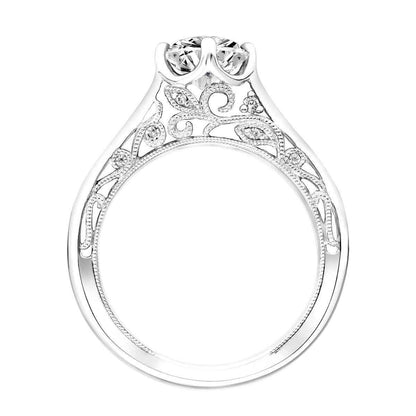 Artcarved Vintage .07 ct. tw. Filigree Style Diamond Semi-Mount Engagement Ring in 14K White Gold close-up detail