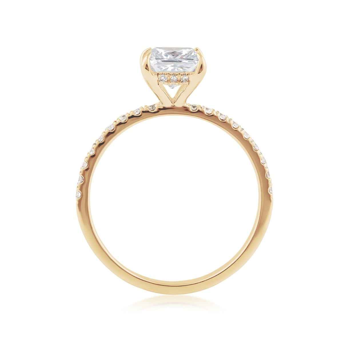 Adamante 1-1/4 ct. tw. Lab-Grown Princess Cut Diamond Engagement Ring in 14K Yellow Gold close-up detail
