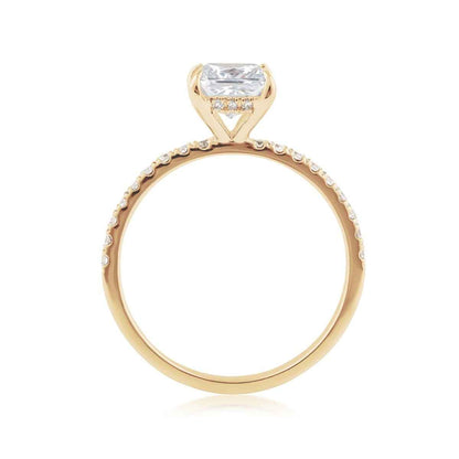 Adamante 1-1/4 ct. tw. Lab-Grown Princess Cut Diamond Engagement Ring in 14K Yellow Gold close-up detail
