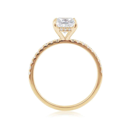 Adamante 1-1/4 ct. tw. Lab-Grown Princess Cut Diamond Engagement Ring in 14K Yellow Gold close-up detail