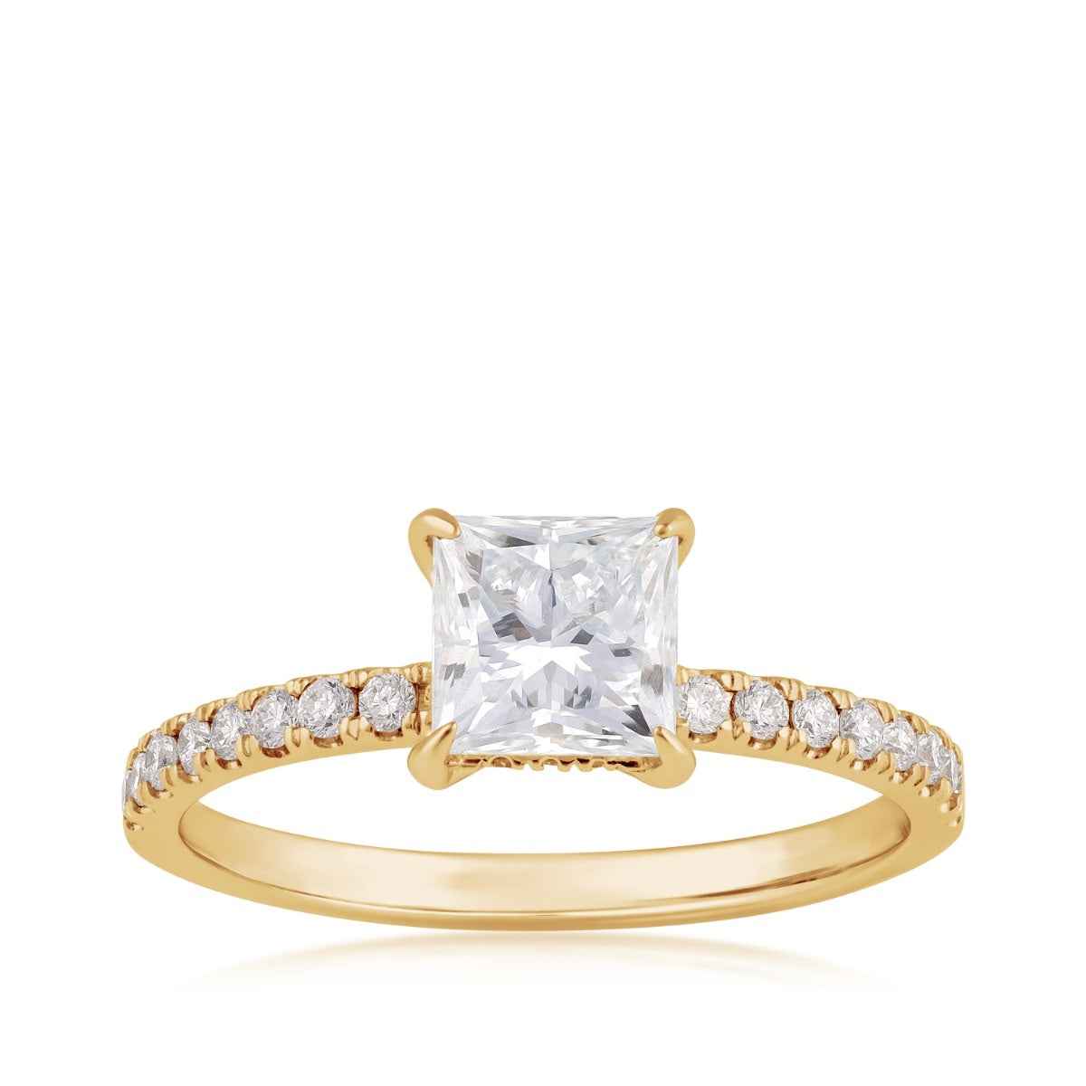 Adamante 1-1/4 ct. tw. Lab-Grown Princess Cut Diamond Engagement Ring in 14K Yellow Gold