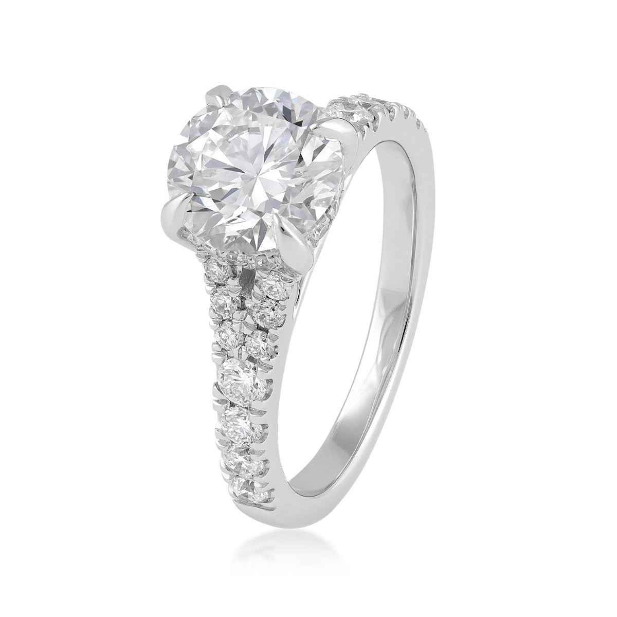 Adamante 2-5/8 ct. tw. Lab-Grown Round Brilliant Diamond Split Shank Engagement Ring in 14K White Gold front view