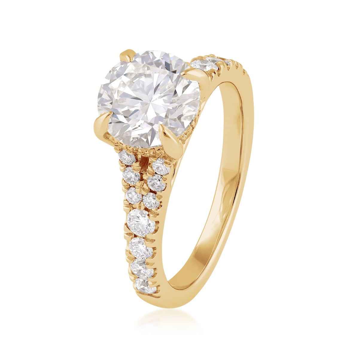 Adamante 2-5/8 ct. tw. Lab-Grown Round Brilliant Diamond Split Shank Engagement Ring in 14K Yellow Gold front view