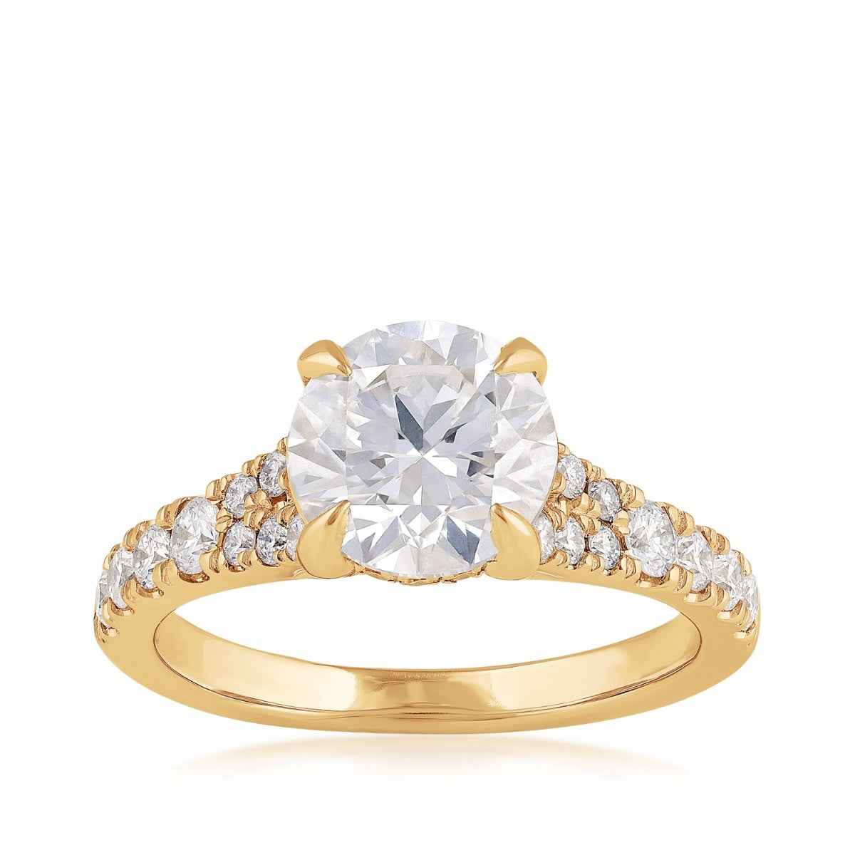 Adamante 2-5/8 ct. tw. Lab-Grown Round Brilliant Diamond Split Shank Engagement Ring in 14K Yellow Gold