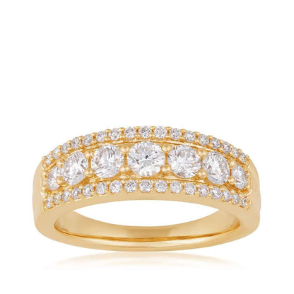 Adamante 1 ct. tw. Lab-Grown Diamond Multi-Row Anniversary Ring in 10K Yellow Gold (2)
