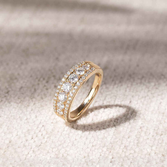 Adamante 1 ct. tw. Lab-Grown Diamond Multi-Row Anniversary Ring in 10K Yellow Gold side profile