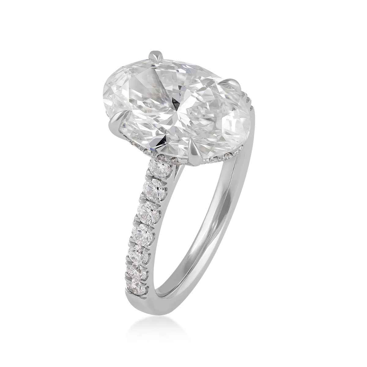 Adamante 4-1/2 ct. tw. Lab-Grown Oval Diamond Hidden Halo Engagement Ring in 14K White Gold front view (2)