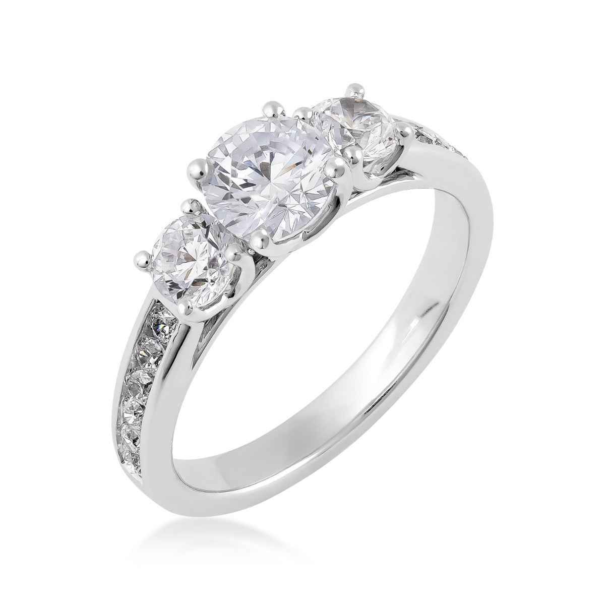 Adamante 1-1/2 ct. tw. Lab-Grown Round Brilliant 3-Stone Diamond Anniversary Ring in 14K White Gold front view (2)